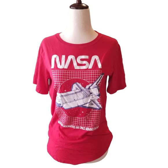 Teen Unisex Graphic T Tshirt XL NASA Red Spaceship Space Shuttle Juniors Tagless - Picture 3 of 14